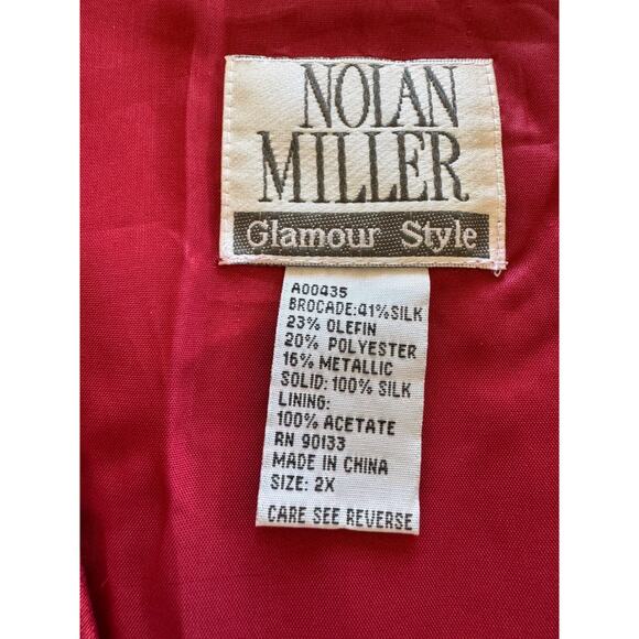 Vtg Nolan Miller Kimono Silk Metallic Orange Tapestry Jacket 2X - Picture 6 of 10